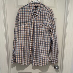 GAP Blue and Orange Plaid Casual Button-Down Shirt -- XXL